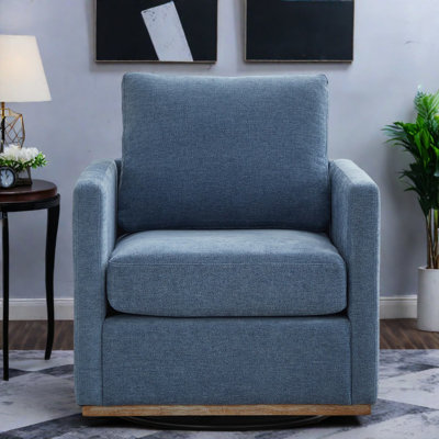 Fauteuil pivotant d'appoint, fauteuil club moderne en chenille bleue pour la maison