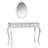 Silver Oval Mirror Makeup Desk With 3 Storage Drawers, Velvet Jewelry Tray, Exquisite Detail Craftsmanship, Solid Wood Legs, High - Quality Metal Rails,  For Living Room, Bedroom Elegant-426643809