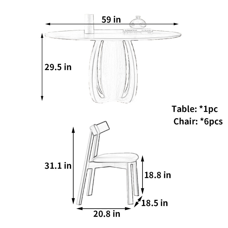 Table et chaise de salle à manger à charme antique, H 29,5 po x L 59 po x l 59 po