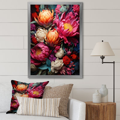 «Rustic Ruby Flower Impression I - Flowers», art mural