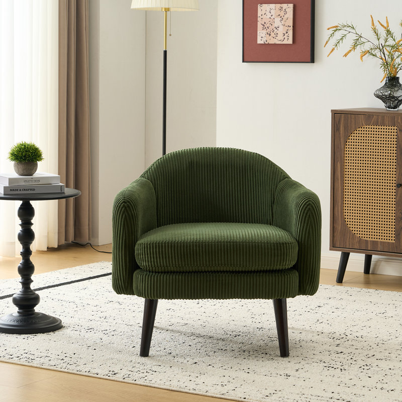 Living Room Corduroy Armchair, Green Corduroy