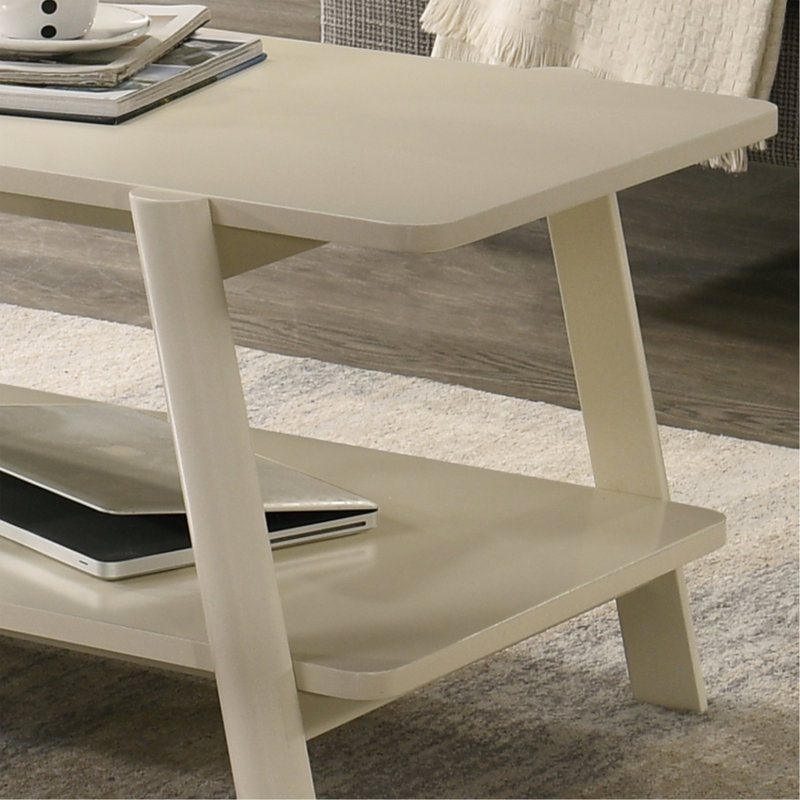 Ensemble de 3 tables basses, 2 tables basses et 2 tables de bout, fini blanc cassé
