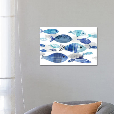 Fish Parade I by Annie Warren - Wrapped Canvas Print