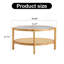 Table à thé circulaire moderne à double couche avec motif tissé en rotin