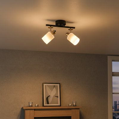 Plafonnier semi-encastré 2 lumières à tête réglable