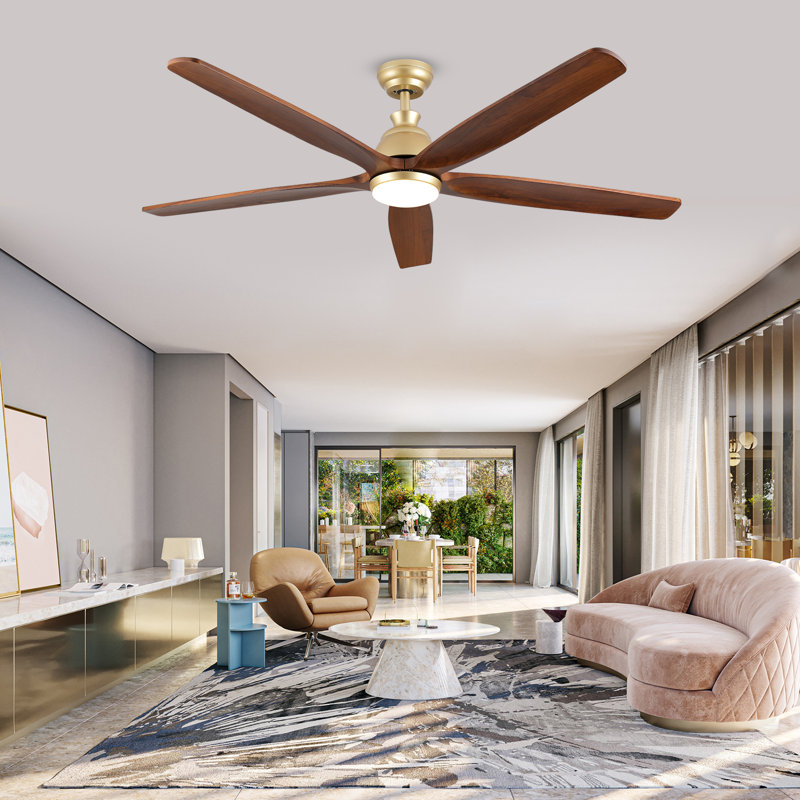 Modern Ceiling Fan With Light, Ceiling Fan With Remote, 5 Blades Ceiling Fan In Solid Wood, Reversible Dc Motor, Quiet Large Ceiling Fan For Bedroom, Living Room, Kitchen Or Patio Use