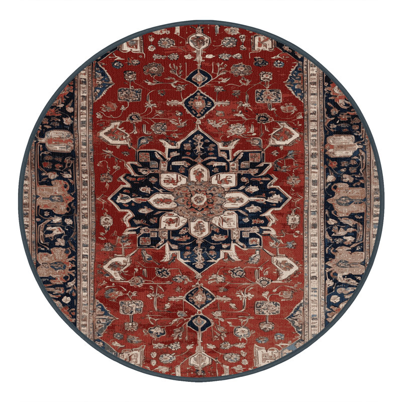 Tapis brun lavable à la machine, Rond 3 pi