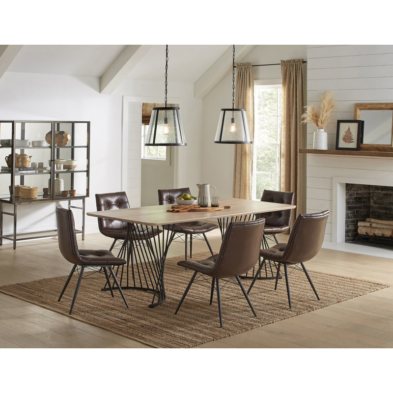 17 Stories Zulfa Rectangular Dining Table in Natural and Black | Wayfair