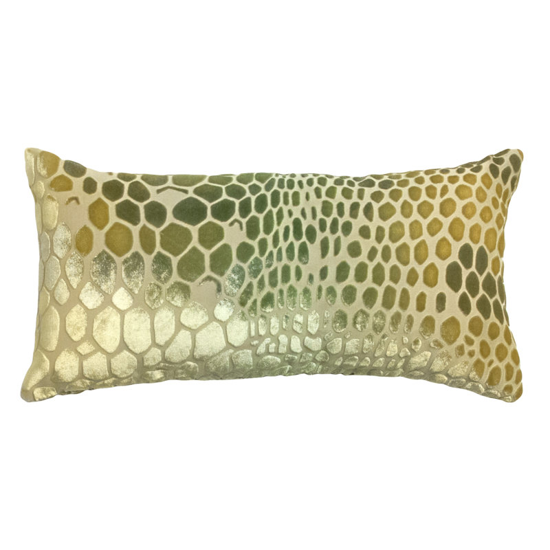 Lumbar Velvet Pillow Cover & Insert, Grass, 7" H x 15" W