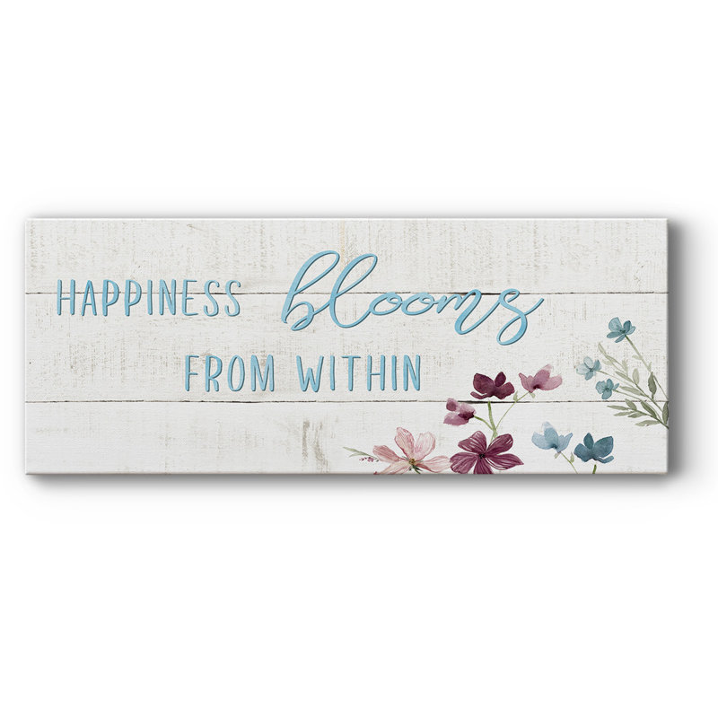 Happiness Blooms - reproduction sur toile tendue, H 24 po x l 60 po x P 1,5 po