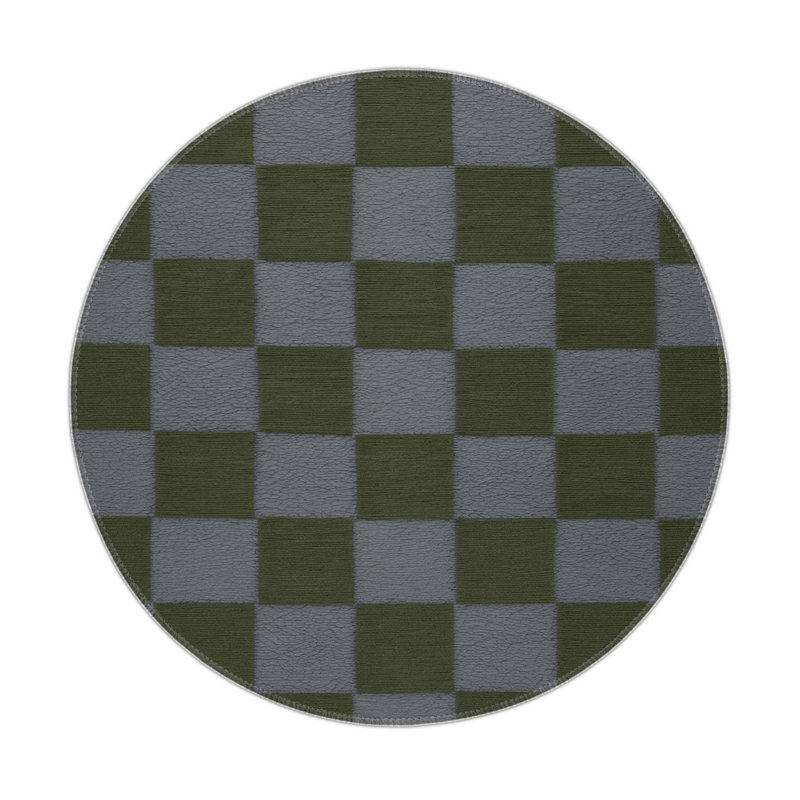 Tapis d'intérieur et d'extérieur à carreaux brun, Rond 5 pi