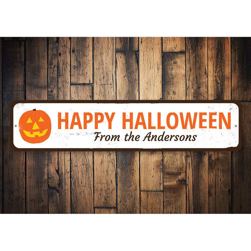 Plaque en aluminium Jack-O-Lantern, H 4 po x l 18 po x P 0,04 po, Oui