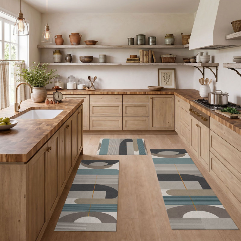 Tapis de cuisine géométriques antidérapants lavables