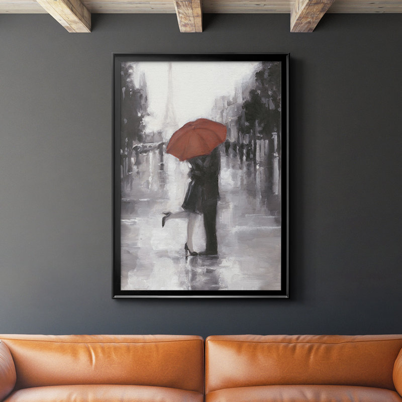 Toile encadrée «Caught In The Rain» de qualité supérieure - prête à être accrochée, H 42,5 po x l 30,5 po x P 1 po, Noir