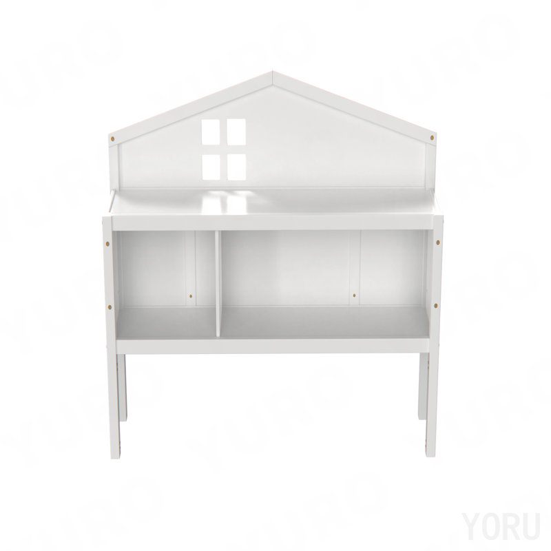 Tête de lit pleine grandeur avec armoire de rangement Montessori - blanc, White