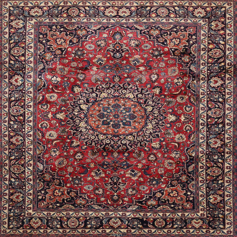 Tapis oriental rouge / bleu Filippone, Rond 7 pi
