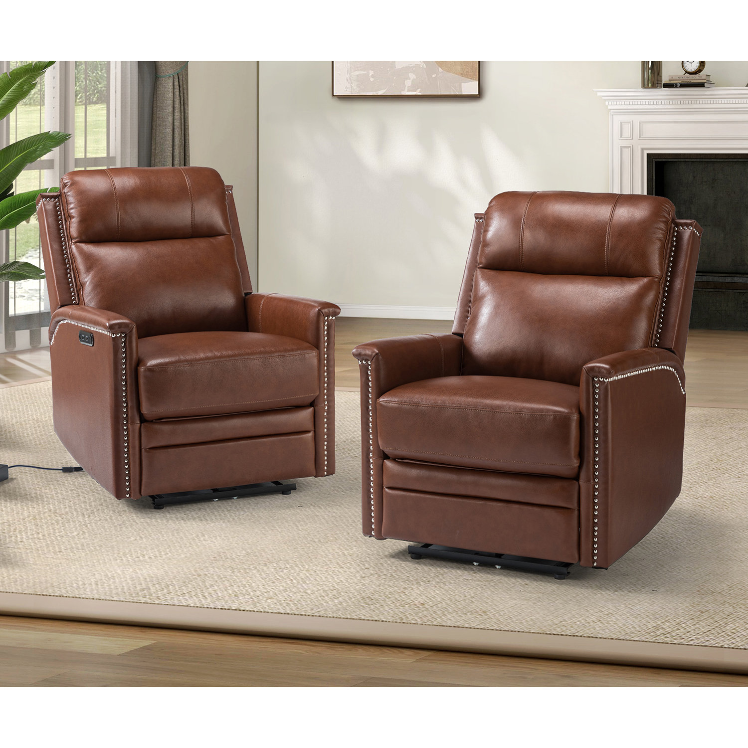 Lark Manor Andrena Genuine Leather Recliner with Nailhead Trim & Reviews