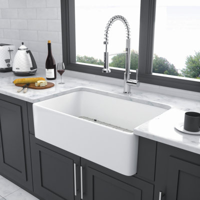 Farmhouse Sink - 30   Farmhouse Kitchen Sink Apron Front Ceramic Single Bowl Kitchen Sinks