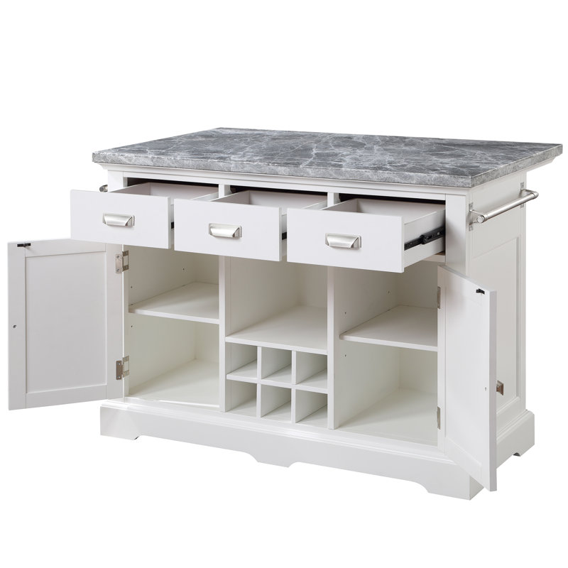 Îlot de cuisine en marbre Mantello, Gris / Blanc