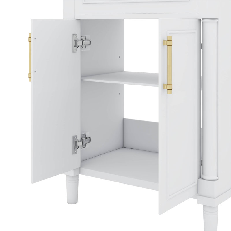 Ensemble de meuble-lavabo compact 24 po avec lavabo encastré en céramique intégré, Blanc