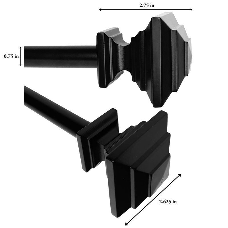 Tringle à rideaux simple Guedira, 30" - 78", Noir