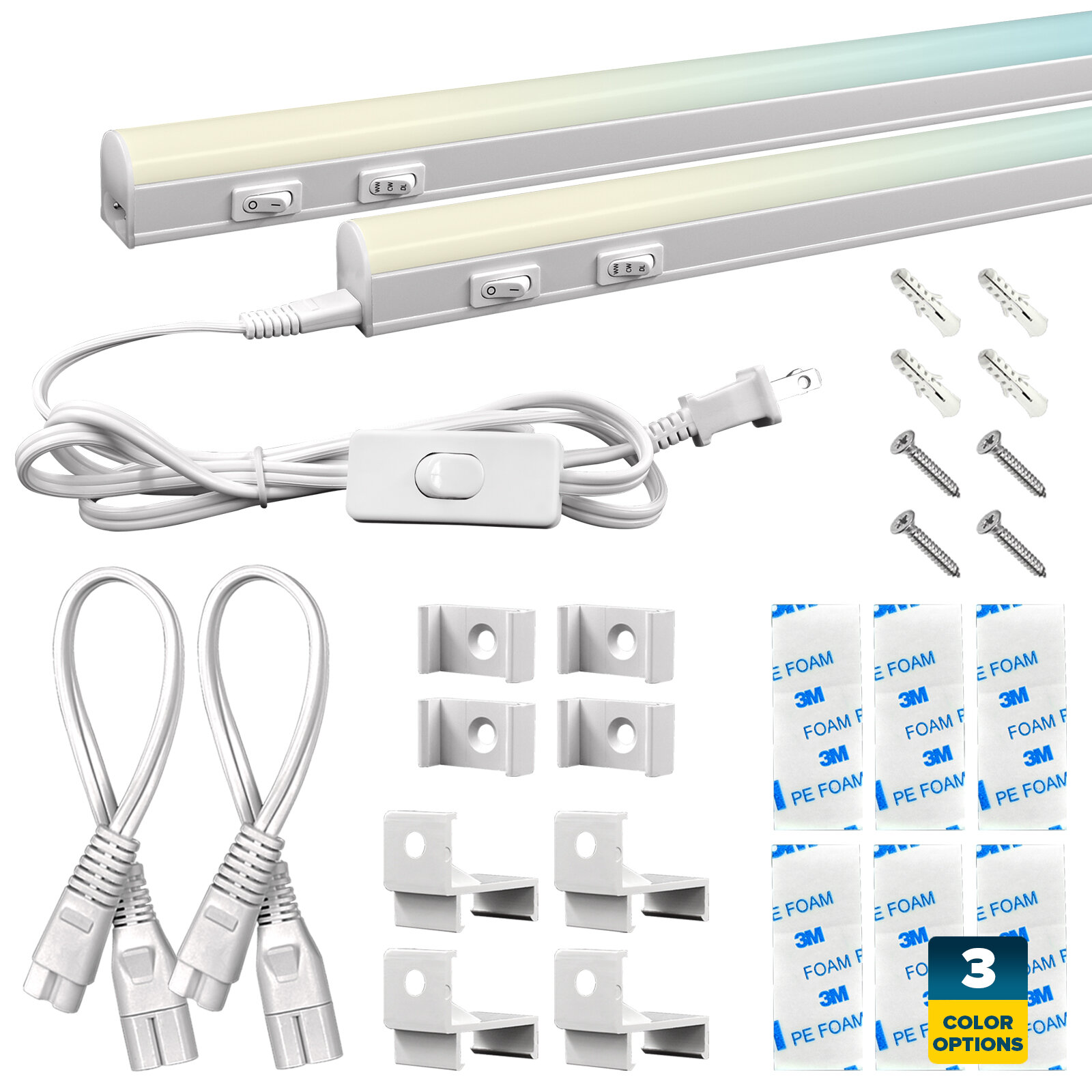 Sunperian LED Under Cabinet Light Kit 12 Plug In 30W Linkable 3 Color  Option 3000K/4000K/5000K Damp Rated - On Sale - Bed Bath & Beyond - 33875048