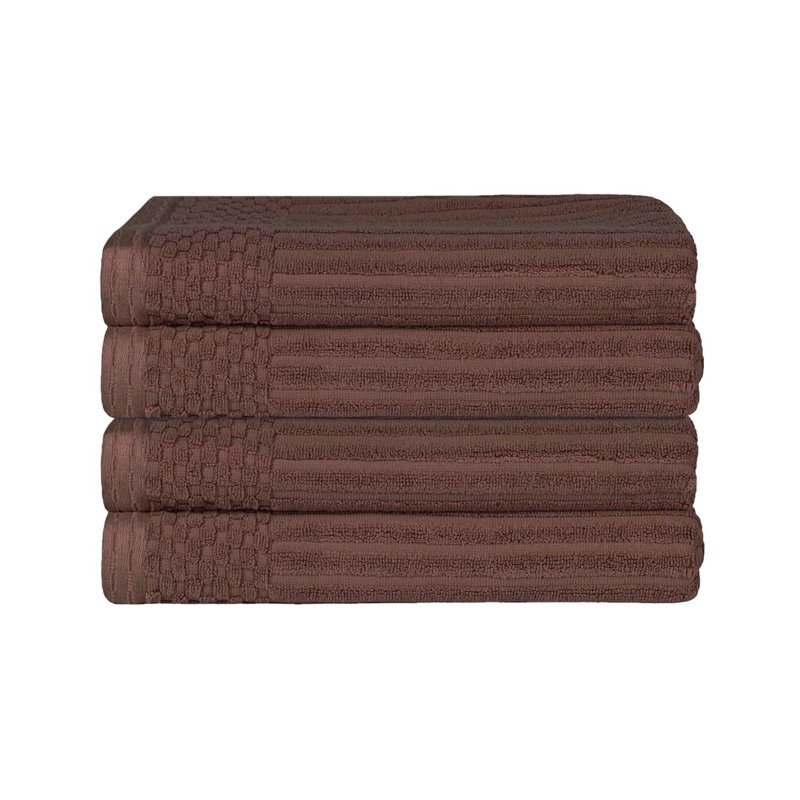 Ribbed Cotton Absorbent Heavyweight Bath Towel, Dark Brown