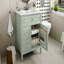 Meuble-lavabo 30 po avec lavabo, meuble-lavabo avec un tiroir rabattable et deux tiroirs, tablette réglable, bois massif et panneau de fibres à densité moyenne, vert-248805048-248805052