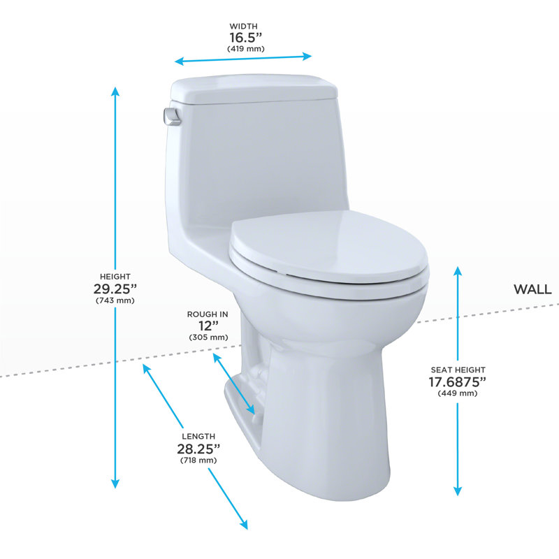 UltraMax® 1.6 GPF Elongated One-Piece Toilet (Seat Included), Cotton, Left-Hand