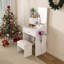 Miroir de coiffeuse à DEL avec tabouret, coiffeuse pour chambre à coucher, 2 tiroirs et 5 armoires de rangement-826065379