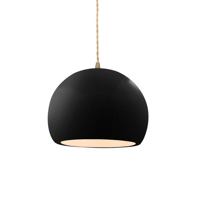 Luminaire suspendu à 1 lumière Aschwin, H 6 po x l 7 po x P 7 po, Noir lustré, Laiton antique