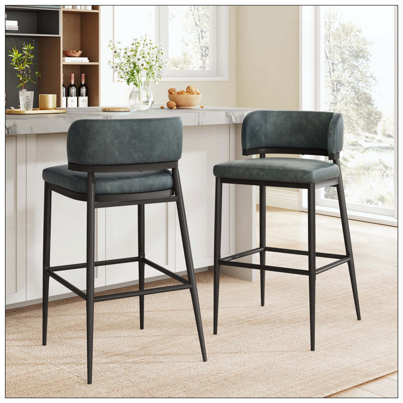 Ensemble de deux tabourets de bar en métal et en métal pour la maison et la cuisine, Gris foncé