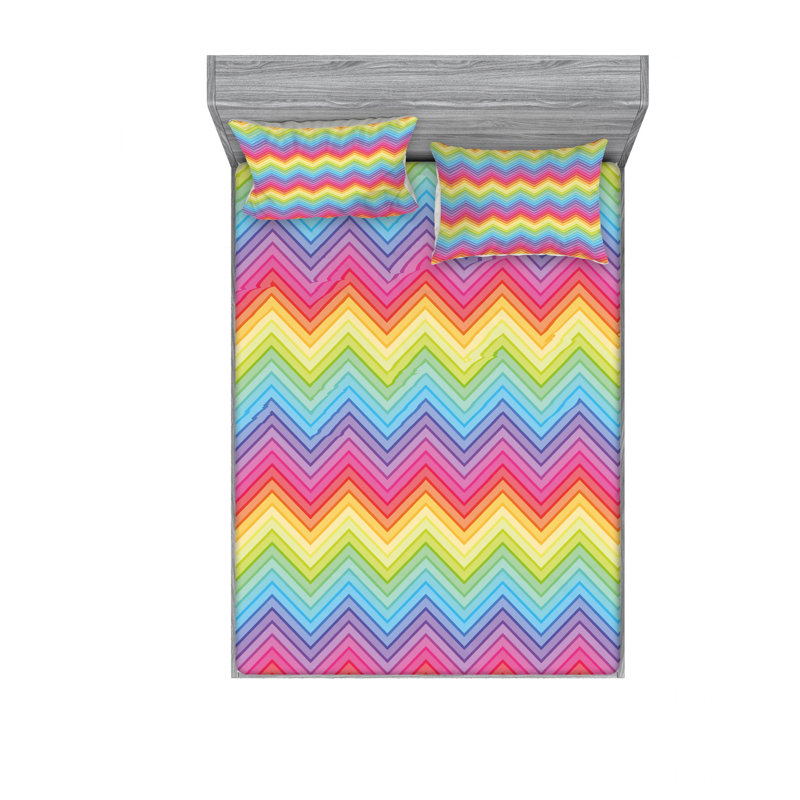 Microfiber Chevron Sheet Set, Full/Double Sheet Set with Fitted Sheet