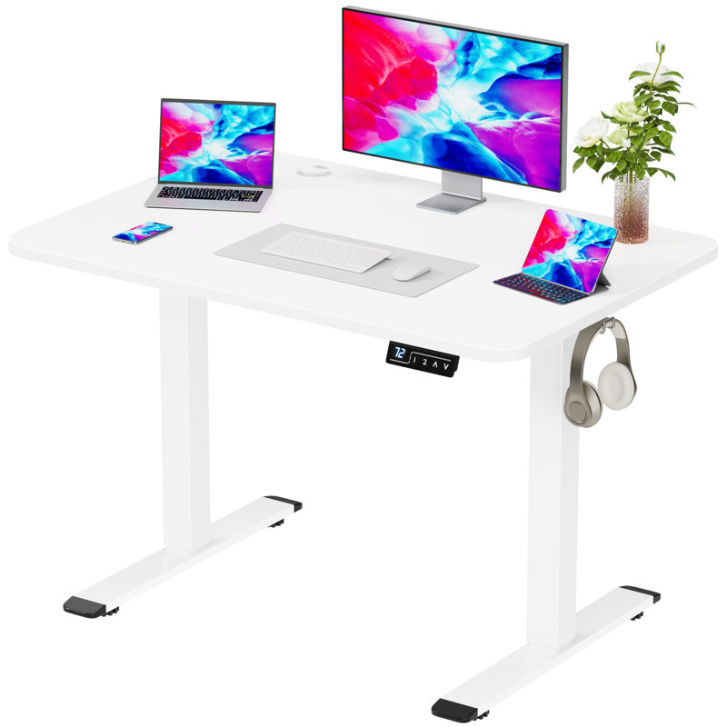 Bureaux debout à hauteur réglable Putnam, H 48 po x l 39,37 po x P 23,62 po, Blanc