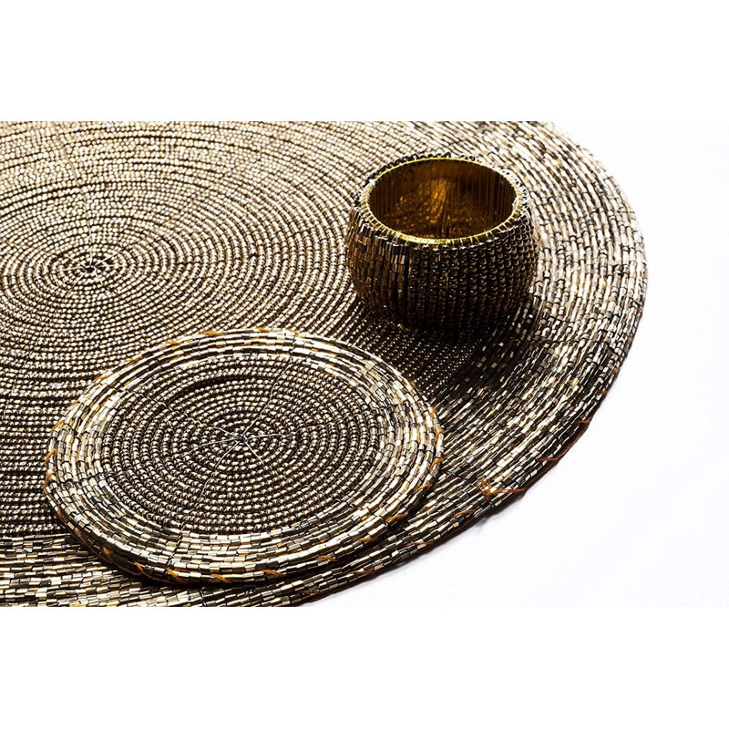 Dex Glass No Pattern Round Placemat, Antique Gold 