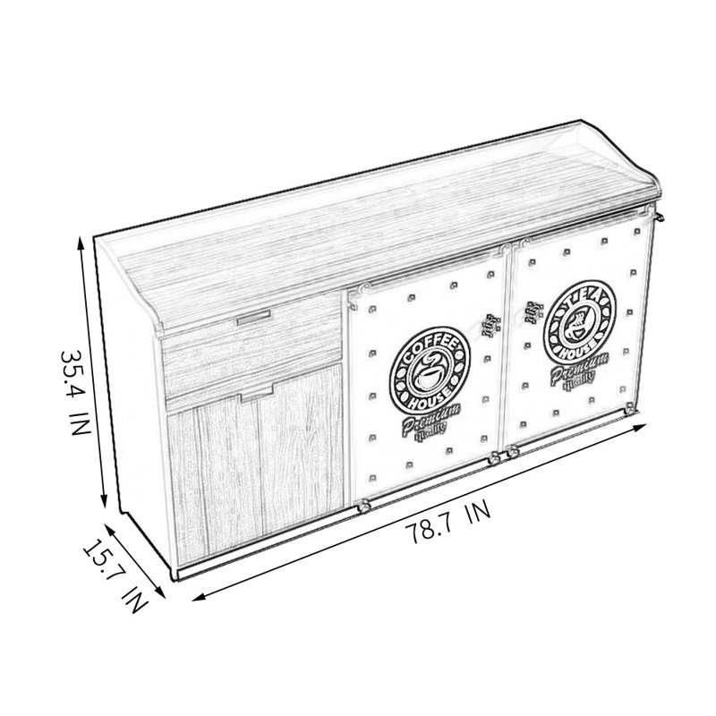 Buffet Rosaleta, Rouge, H 35,4 po x l 78,7 po x P 15,7 po