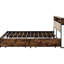 Lit plateforme en métal avec rangement, grand lit, tête de lit en bois, station de charge, sans sommier et cadre en bois, grand lit, 4 tiroirs, base de tête de lit