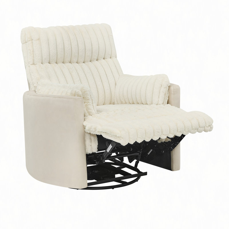 Fauteuil inclinable manuel en velours côtelé Bocaton, White Fabric