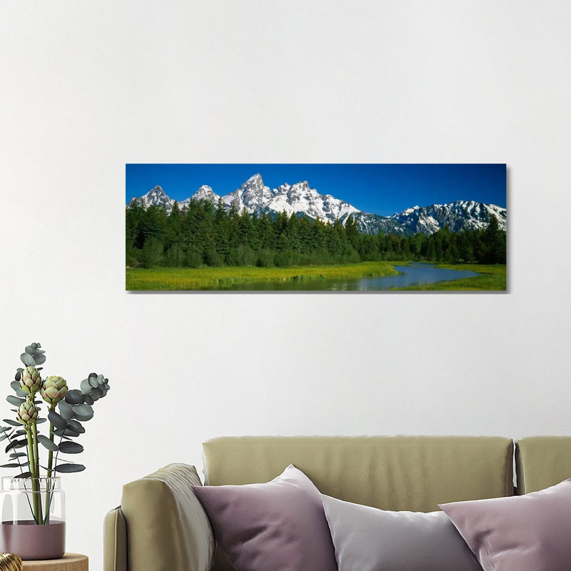 Mountain Landscape, Teton Range, Grand Teton National Park, Wyoming, USA by Panoramic Images - Wrapped Canvas Panoramic Gallery-Wrapped Canvas Giclée