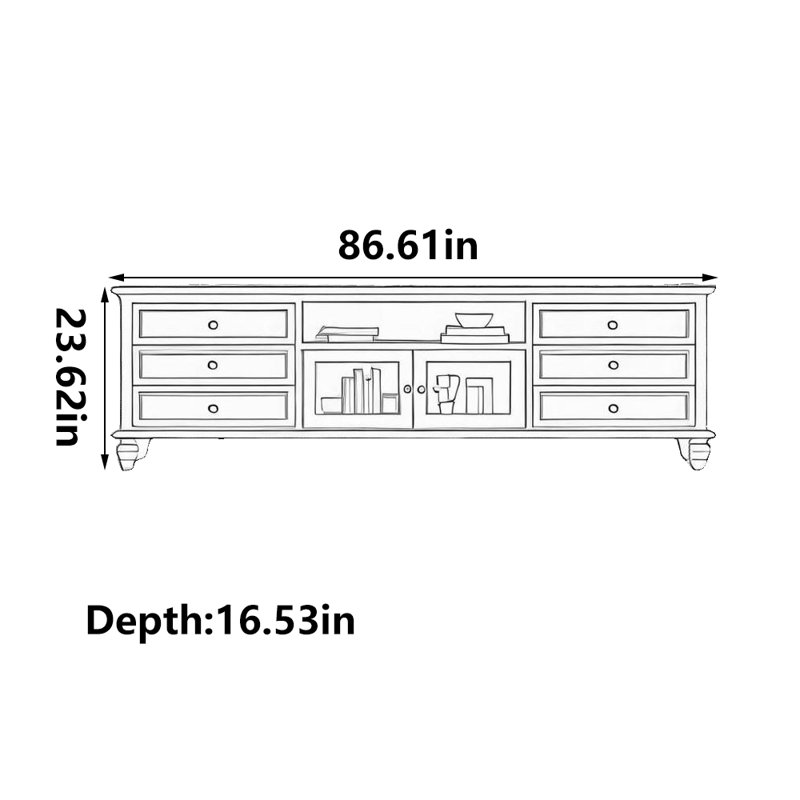 Meuble télé de style américain rétro, 86.61", Brun