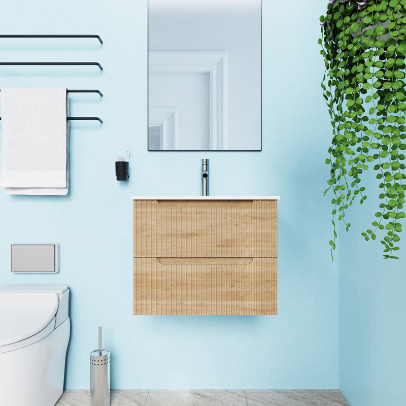 Ensemble de meuble-lavabo mural avec lavabo blanc, 24"