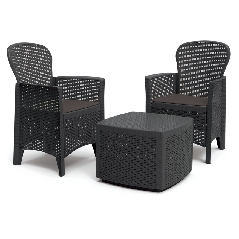 Scobey Side Table with 2  Chairs Garden Set