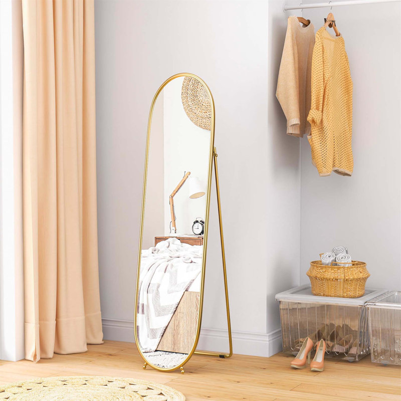 Demetrias Metal Oval Mirror, Gold