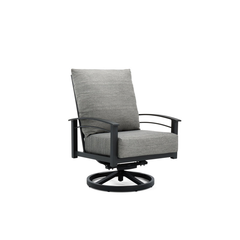 Chaise longue berçante pivotante à haut dossier Stanford, Étain texturé