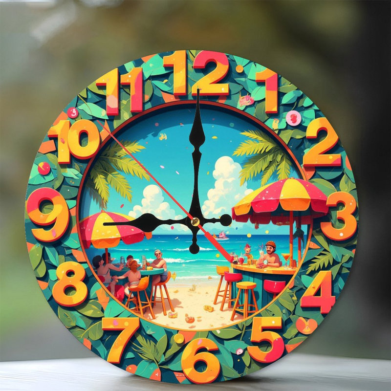 Décoration murale horloge Summer Beach Party
