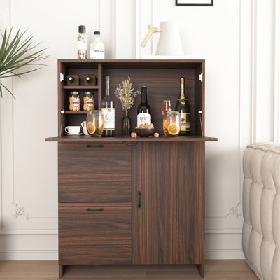 Bureau à tiroirs multiples pour le rangement - Bureau à domicile ou en résidence étudiante - Panneaux de particules en noyer - Organisation des effets personnels