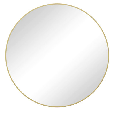 39 Inch Metal Framed Gold Bathroom Dressing Mirror - Round For Bedroom & Living Room Vanity Bathroom,