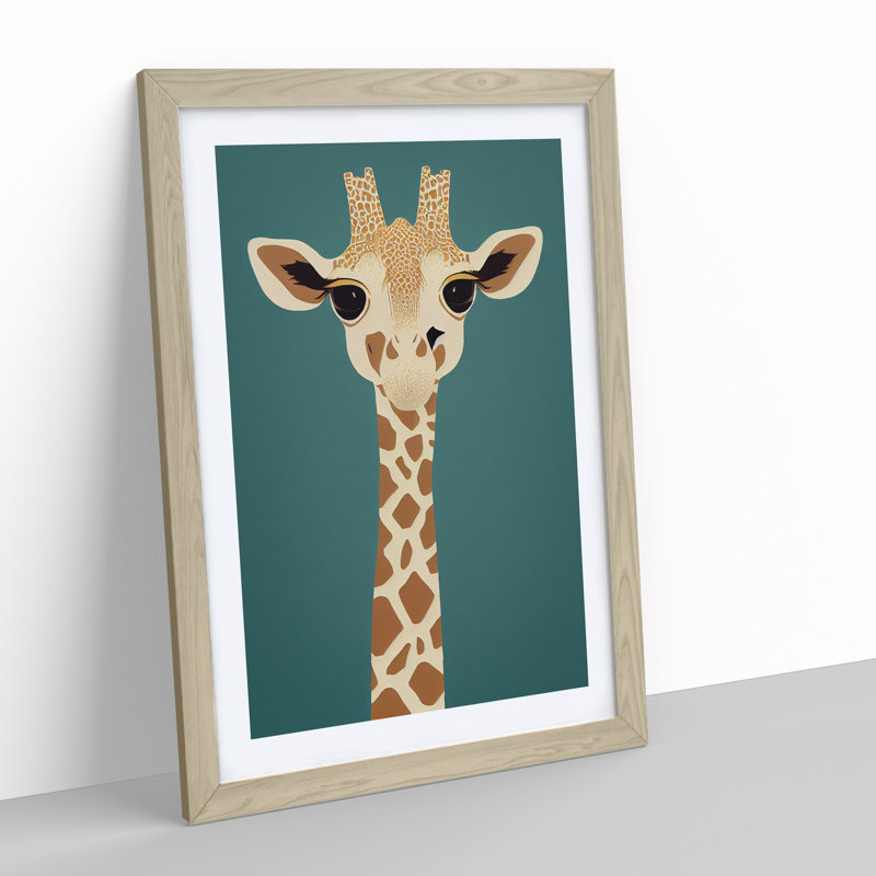 Giraffe No.3 - Single Picture Frame Print, Oak , 64cm H x 46cm W x 2cm D