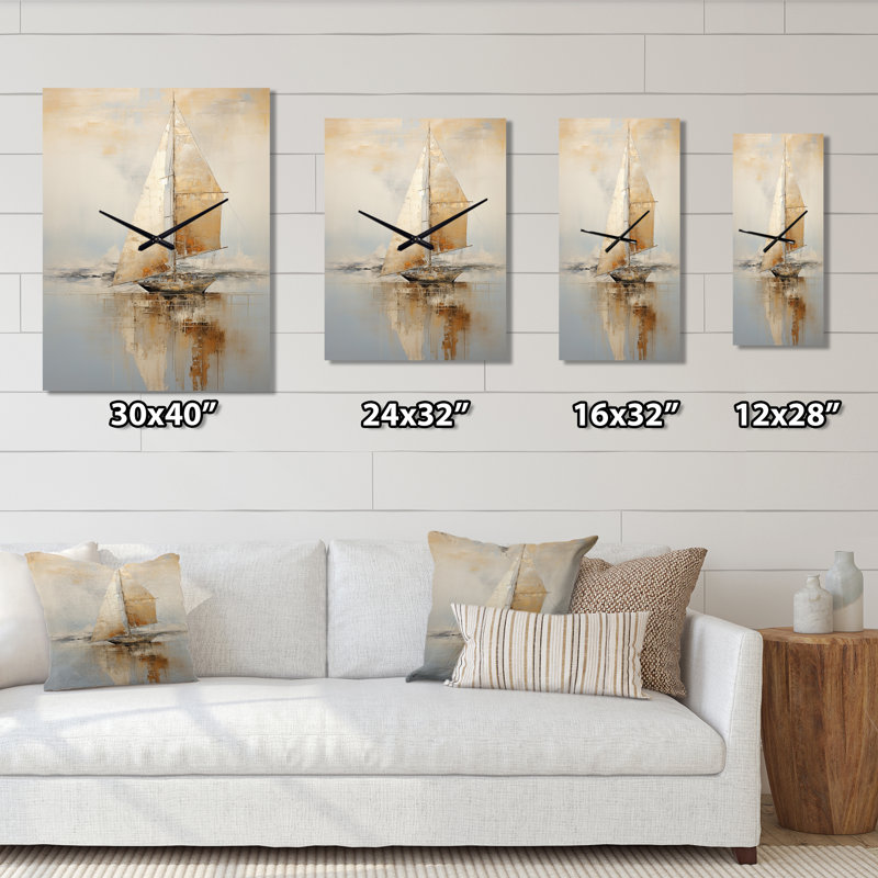Horloge murale voilier en or, Petit