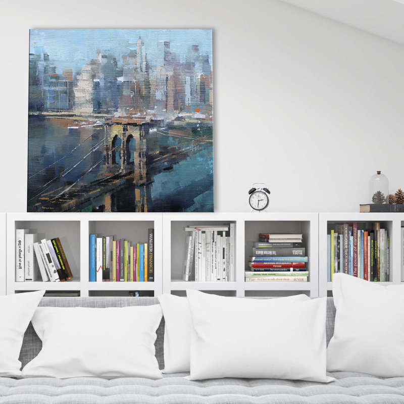 Pont de Brooklyn I par Mark Lague - Peinture, Toile tendue, H 36 po x l 36 po x P 1,5 po